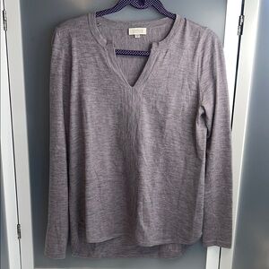 Kinross cashmere top long sleeve light purple V neck soft lightweight casual M